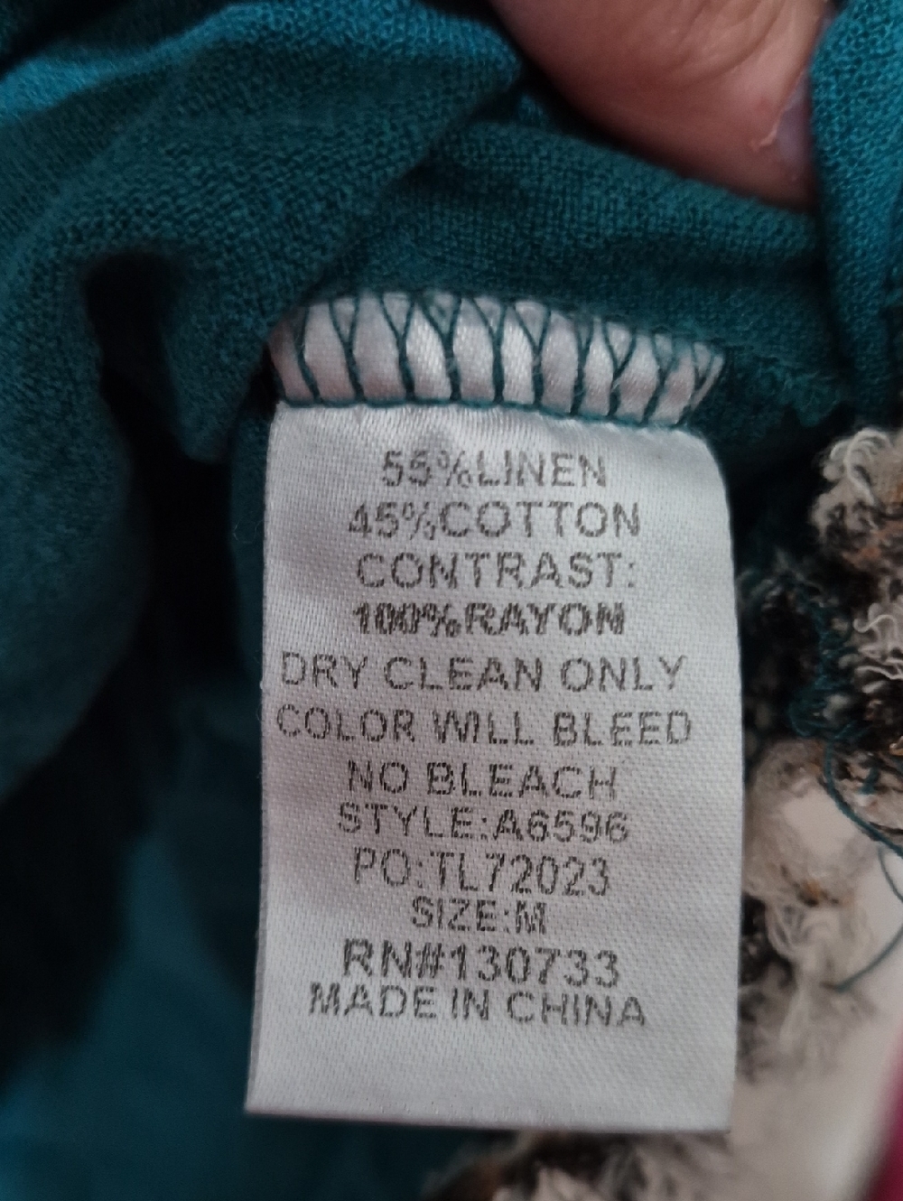 Teal Top with Leopard Print Sleeves - Picture 6 of 7